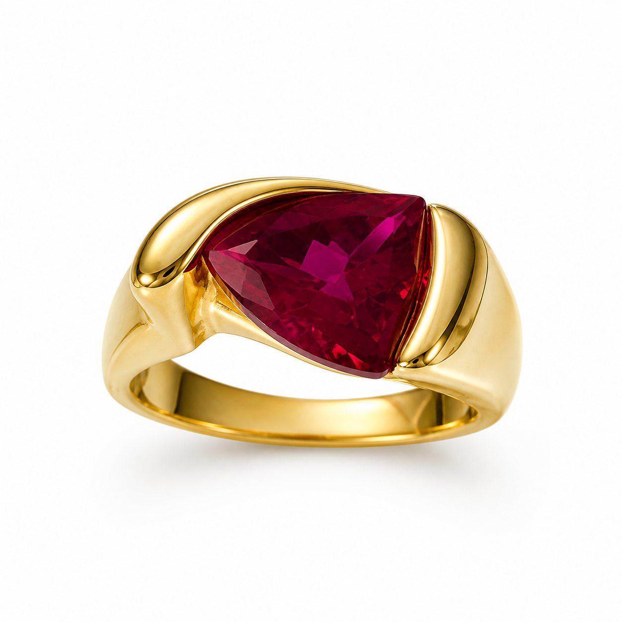 Crimson Edge Trillion Statement Ring -  with Gold Overlay