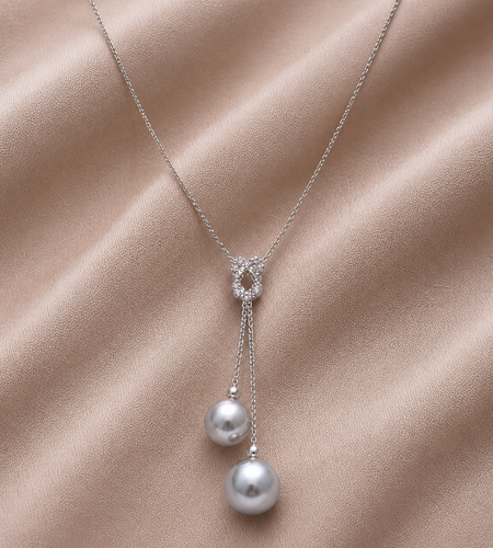 925 Sterling Silver Tahitian Pearl Drop Necklace – 8x9mm
