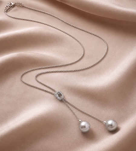 925 Sterling Silver Tahitian Pearl Drop Necklace – 8x9mm