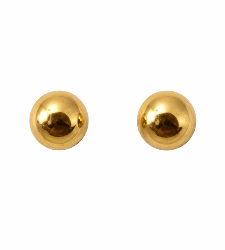Golden Core Studs - 14K Yellow Gold 7.5mm Ball Stud Earrings – High Polish Classic