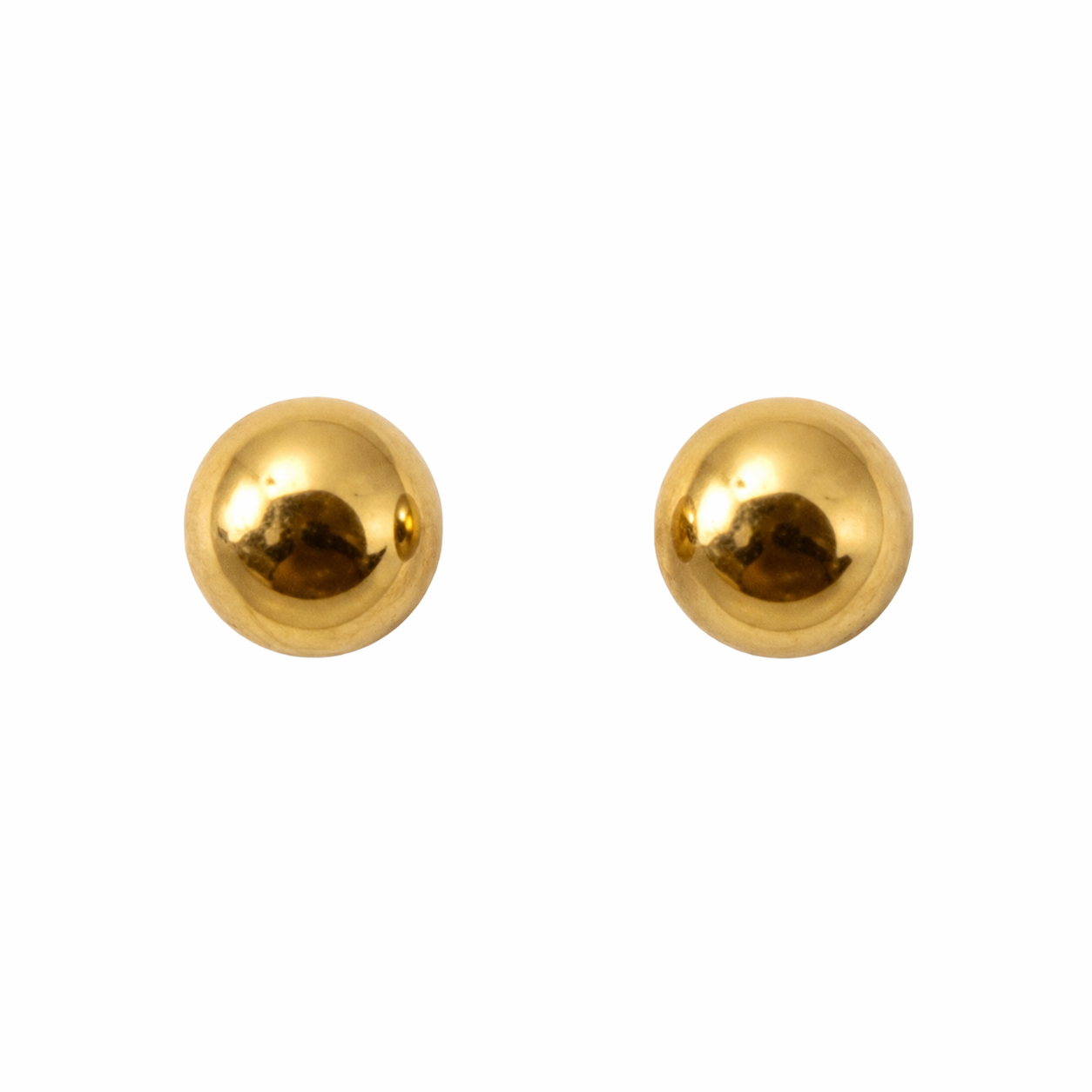 Golden Core Studs - 14K Yellow Gold 7.5mm Ball Stud Earrings – High Polish Classic