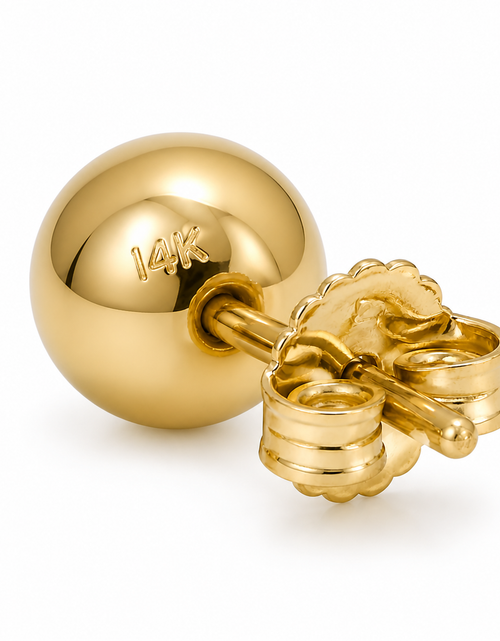Load image into Gallery viewer, Golden Core Studs - 14K Yellow Gold 7.5mm Ball Stud Earrings – High Polish Classic
