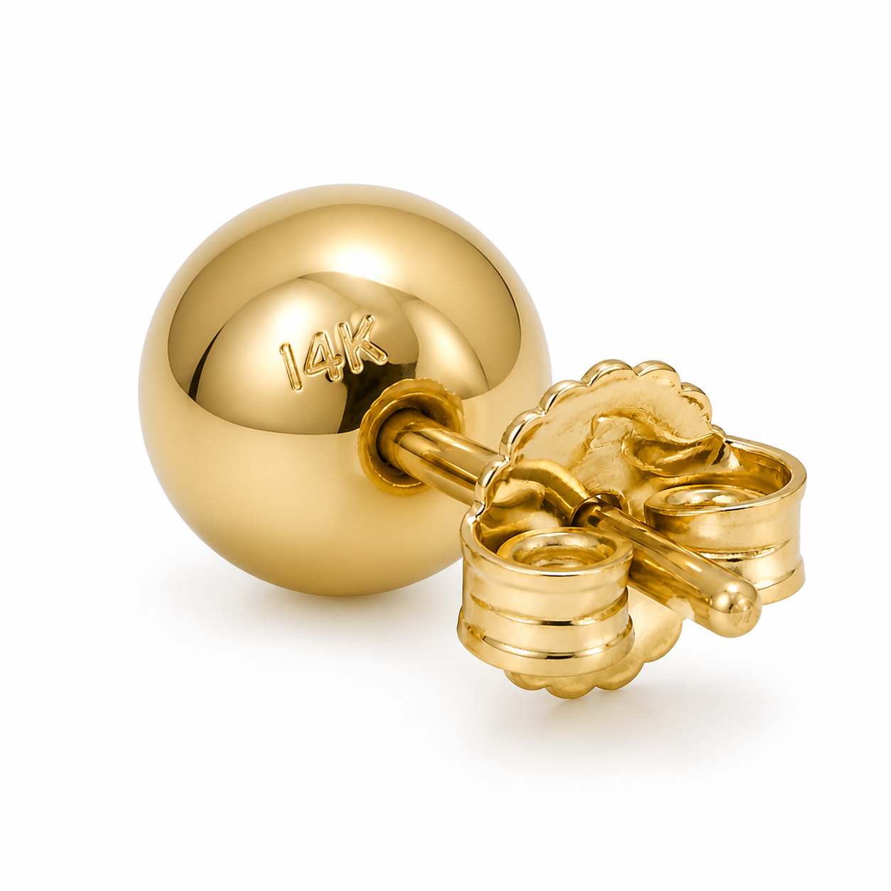 Golden Core Studs - 14K Yellow Gold 7.5mm Ball Stud Earrings – High Polish Classic