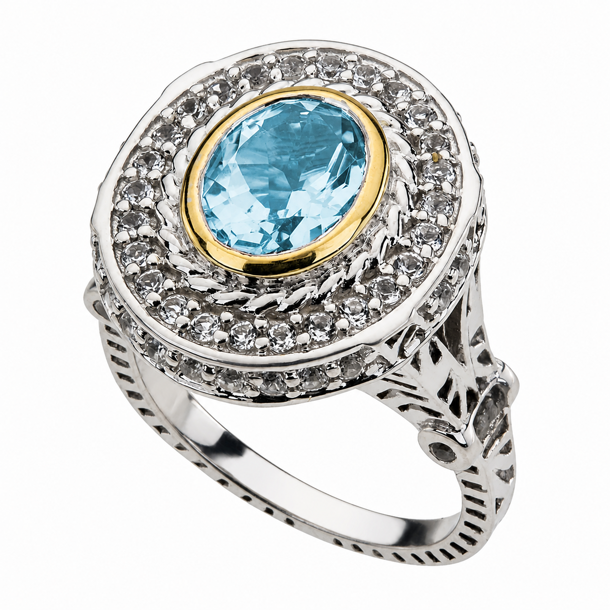 Azure Halo Radiance Ring-Pangea Mines Sky Blue Topaz Halo Ring – Sterling Silver Size 9