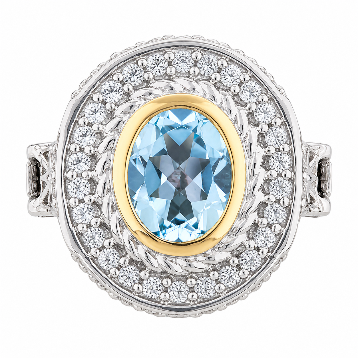 Azure Halo Radiance Ring-Pangea Mines Sky Blue Topaz Halo Ring – Sterling Silver Size 9