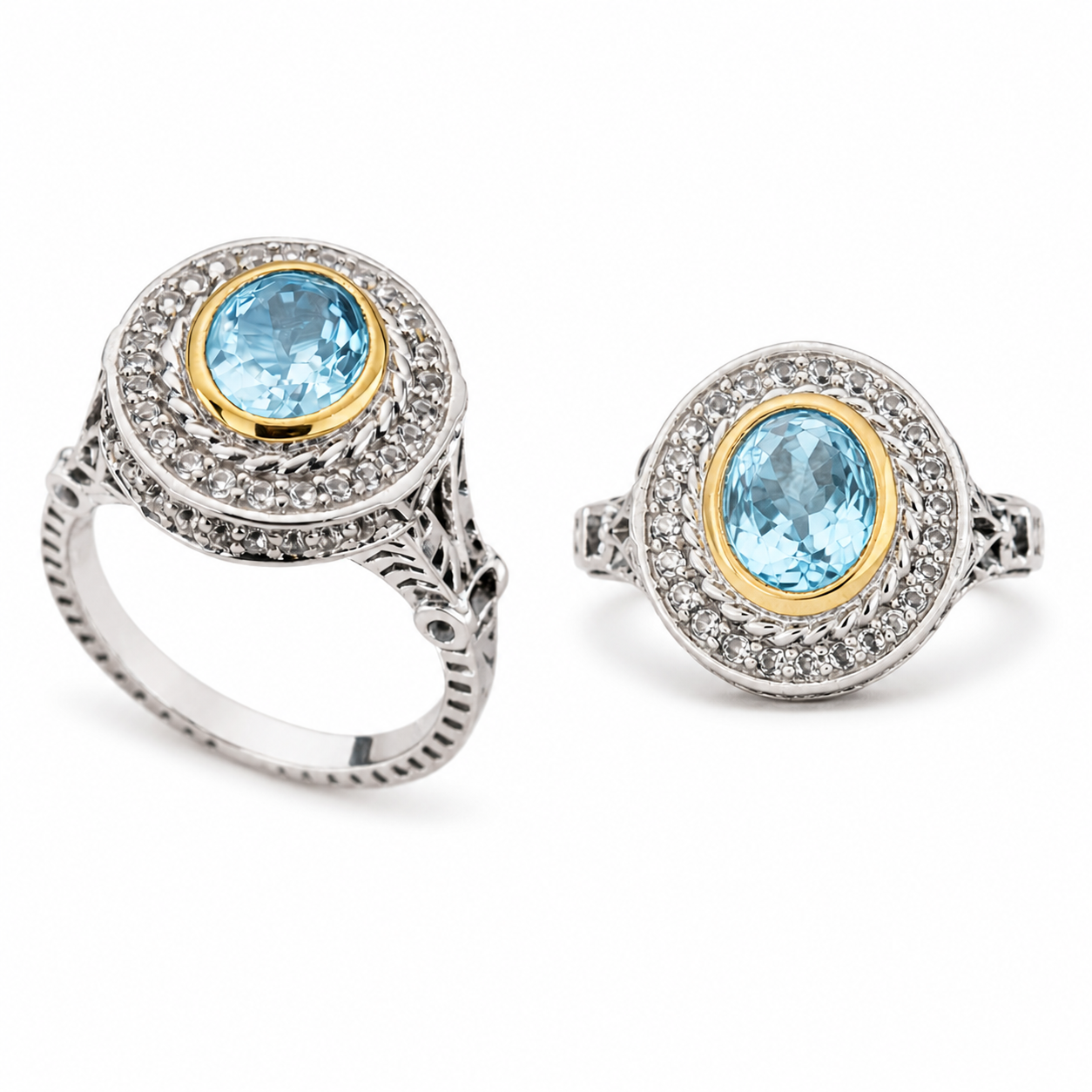 Azure Halo Radiance Ring-Pangea Mines Sky Blue Topaz Halo Ring – Sterling Silver Size 9