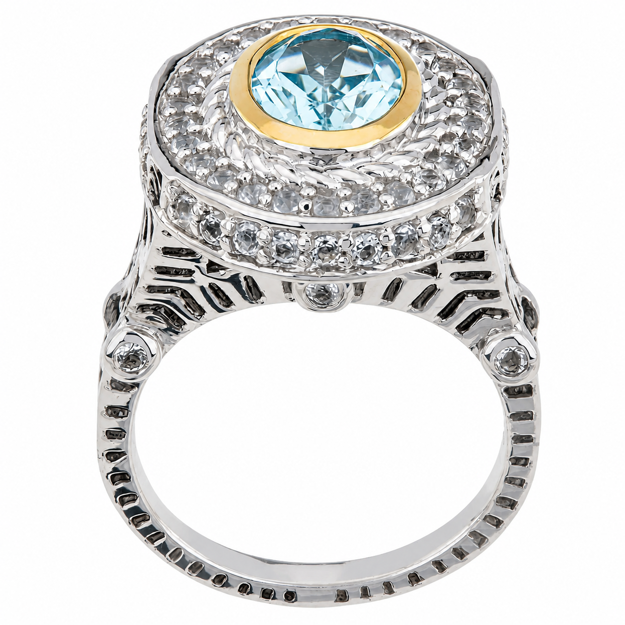 Azure Halo Radiance Ring-Pangea Mines Sky Blue Topaz Halo Ring – Sterling Silver Size 9