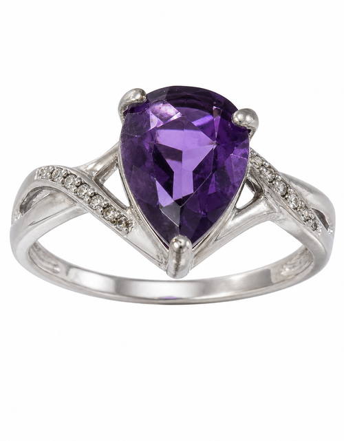 Load image into Gallery viewer, Violet Grace Amethyst Ring - .925 Sterling Silver Oval Amethyst – Size 7|Classic Solitaire
