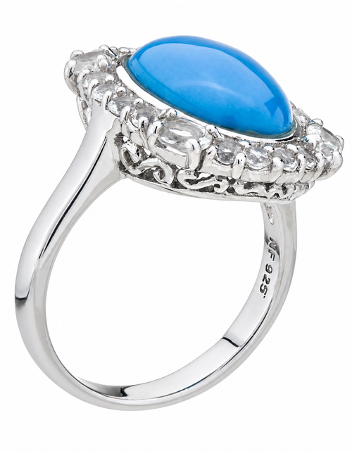 Load image into Gallery viewer, Cerulean Halo Legacy Ring - Ceruleite Halo Ring with White Topaz – Size 5
