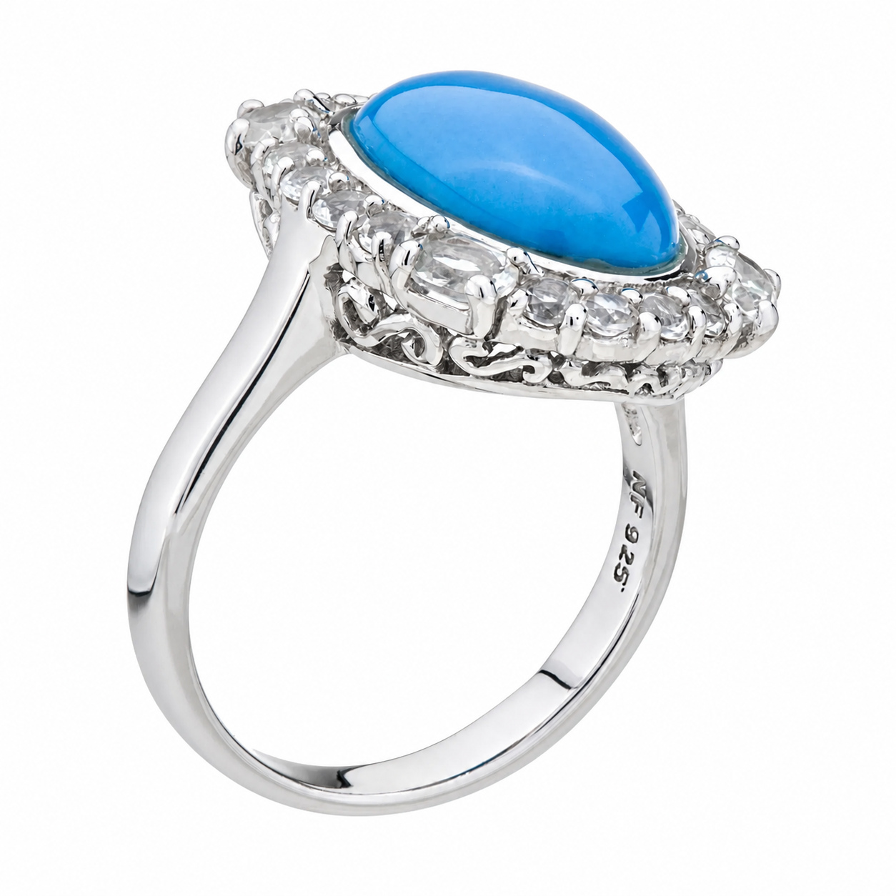 Cerulean Halo Legacy Ring - Ceruleite Halo Ring with White Topaz – Size 5