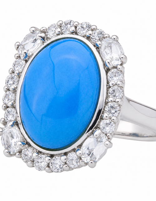 Load image into Gallery viewer, Cerulean Halo Legacy Ring - Ceruleite Halo Ring with White Topaz – Size 5
