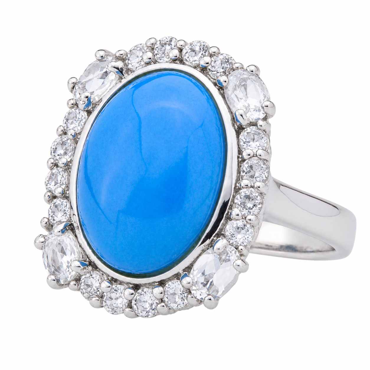 Cerulean Halo Legacy Ring - Ceruleite Halo Ring with White Topaz – Size 5