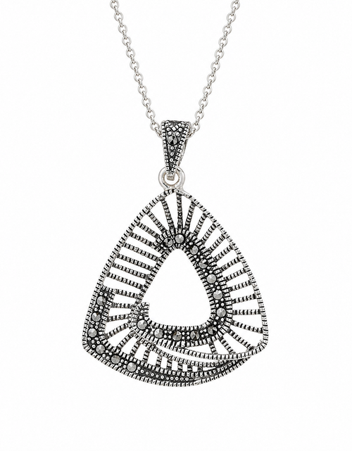 Load image into Gallery viewer, Simply Savvy “Radiant Eclipse” Marcasite-Style Sterling Silver Pendant Necklace
