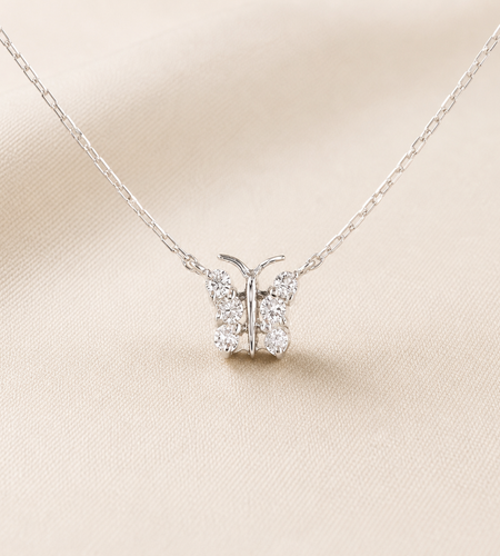 0.20 CTW Natural Diamond Butterfly Necklace – 14K White Gold | Simply Savvy LUXE