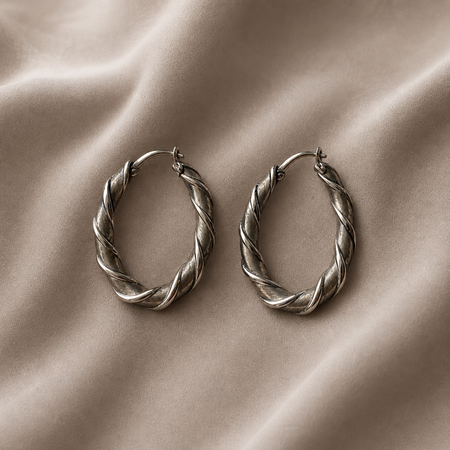 Simply Savvy “Twisted Radiance” Dobbs Sterling Silver Hoop Earrings