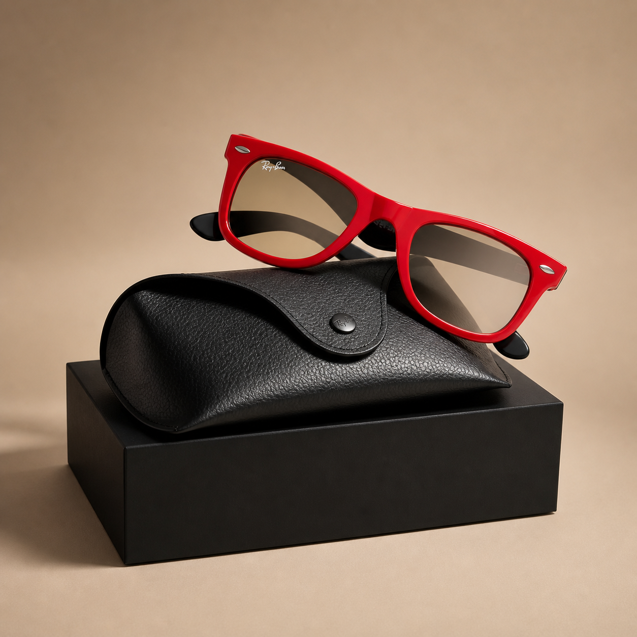 Ray-Ban RB2140 Wayfarer Sunglasses – Black & Red Frame | Made in Italy