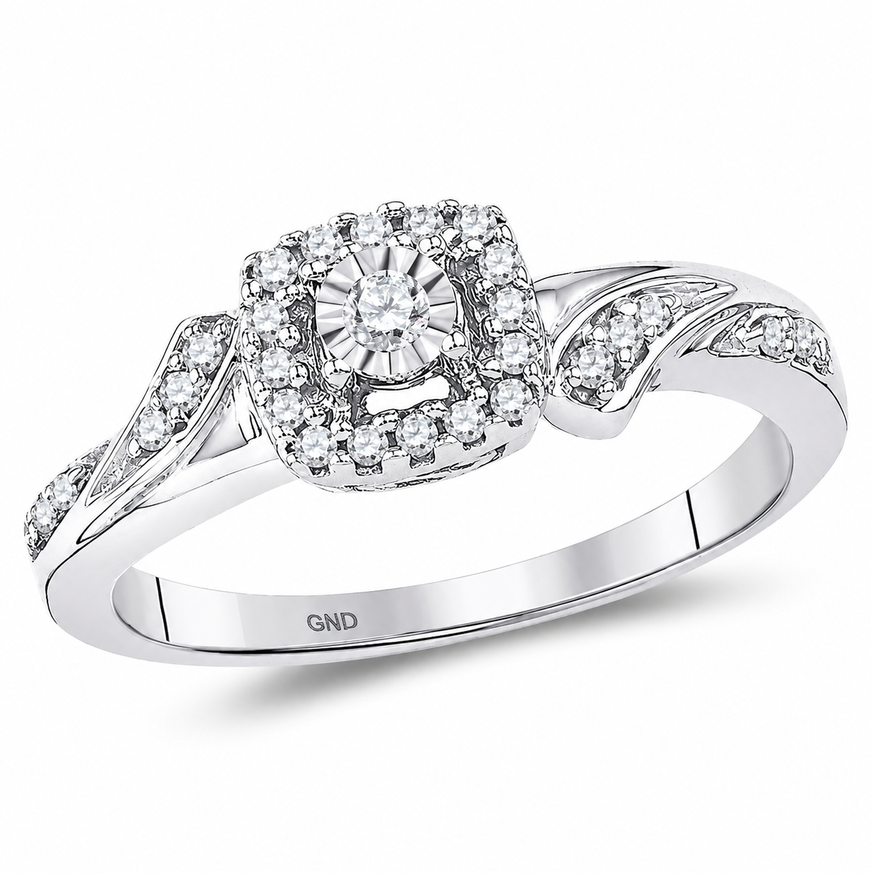 Diamond Halo Engagement Ring – 0.16 CTW Natural Diamonds in 10K White Gold | Simply Savvy LUXE