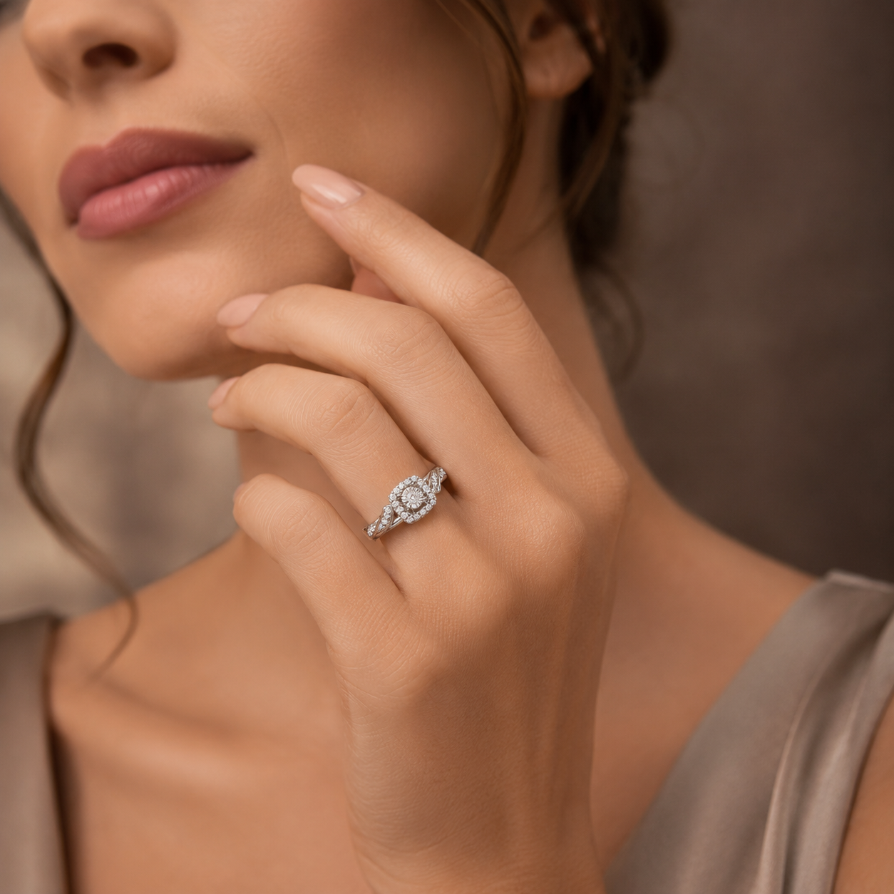 Diamond Halo Engagement Ring – 0.16 CTW Natural Diamonds in 10K White Gold | Simply Savvy LUXE