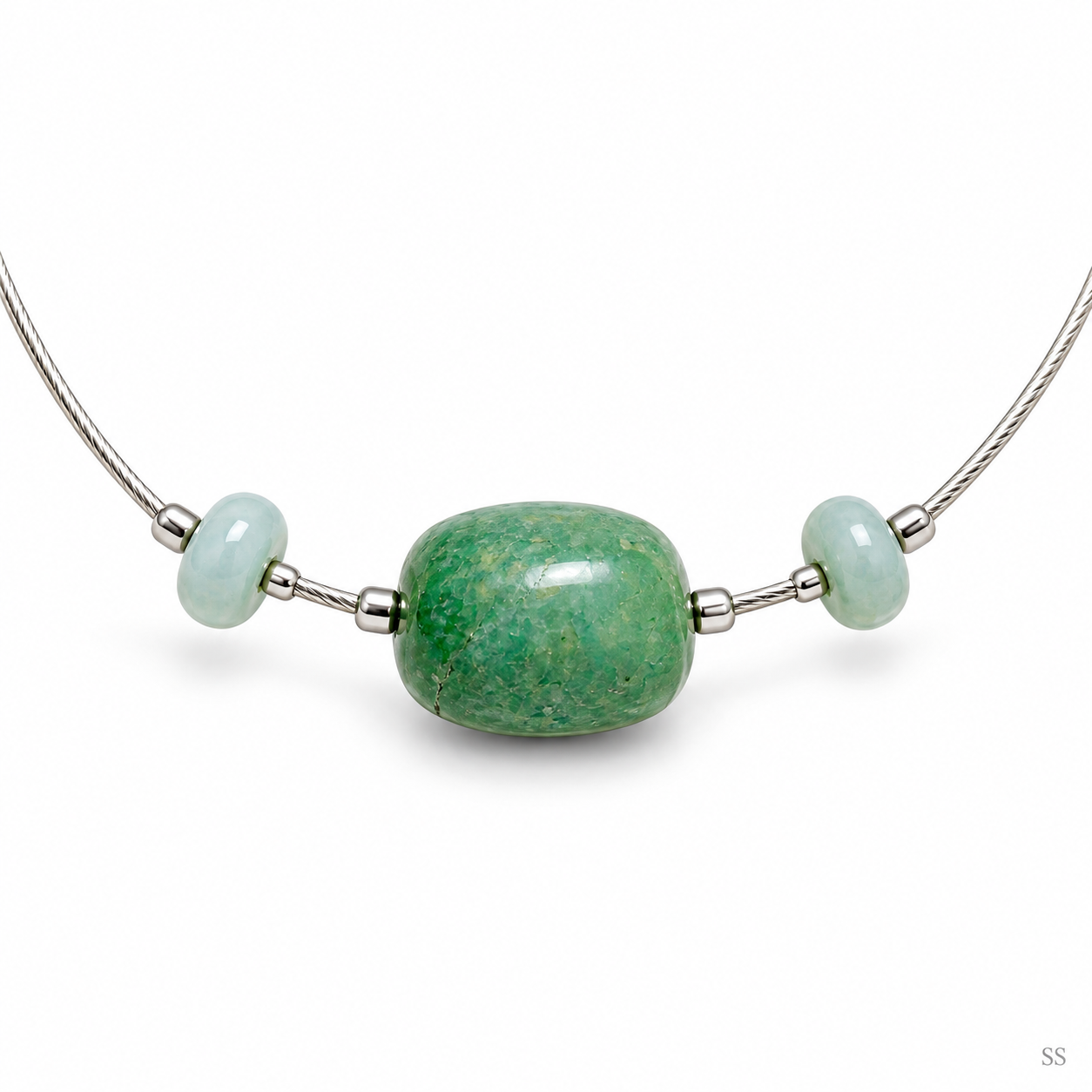 Pre-Owned Silpada Chrysocolla Bead Wire Necklace - Retired Design