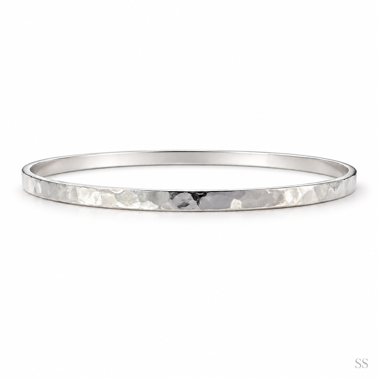 Pre-Owned Silpada Sterling Silver ‘Social Circle’ Hammered Bangle Bracelet (B3296)- Retired Design