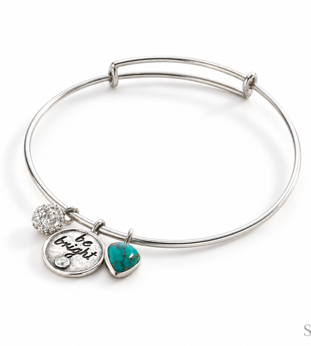Pre-Owned Silpada Sterling Silver BE BRIGHT Bangle - Retired Design