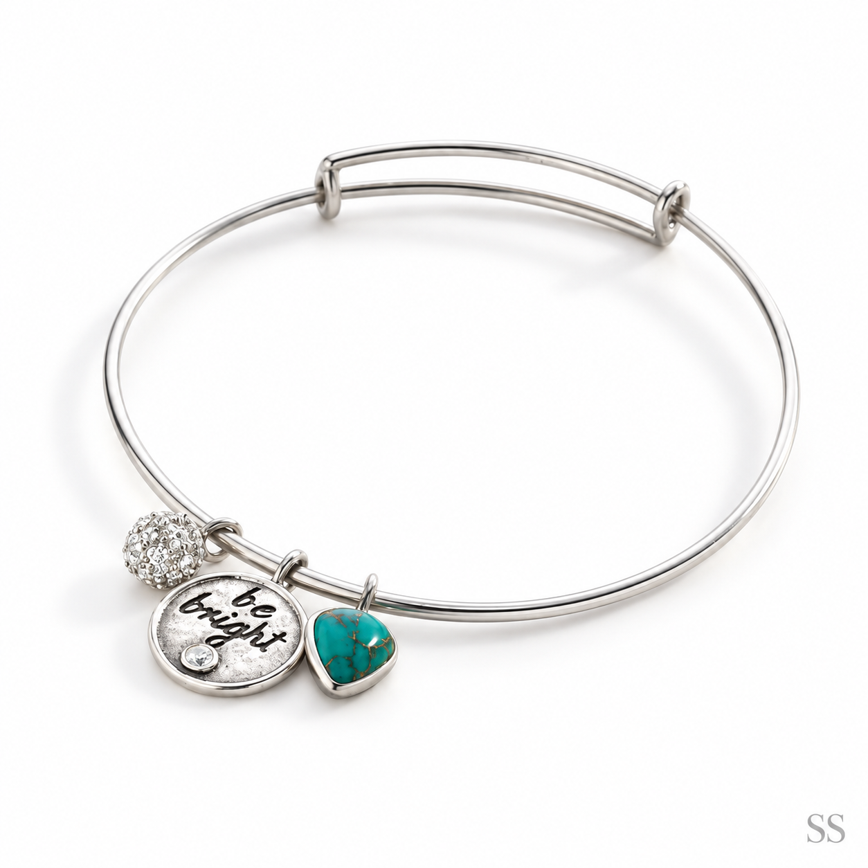 Pre-Owned Silpada Sterling Silver BE BRIGHT Bangle - Retired Design