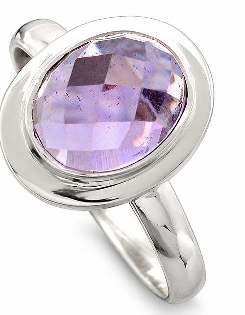 Load image into Gallery viewer, Natural Amethyst Brazil Ring 925 Sterling Silver Size 7 – 8x10mm Faceted Gemstone
