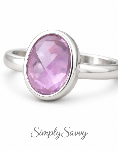 Load image into Gallery viewer, Natural Amethyst Brazil Ring 925 Sterling Silver Size 7 – 8x10mm Faceted Gemstone
