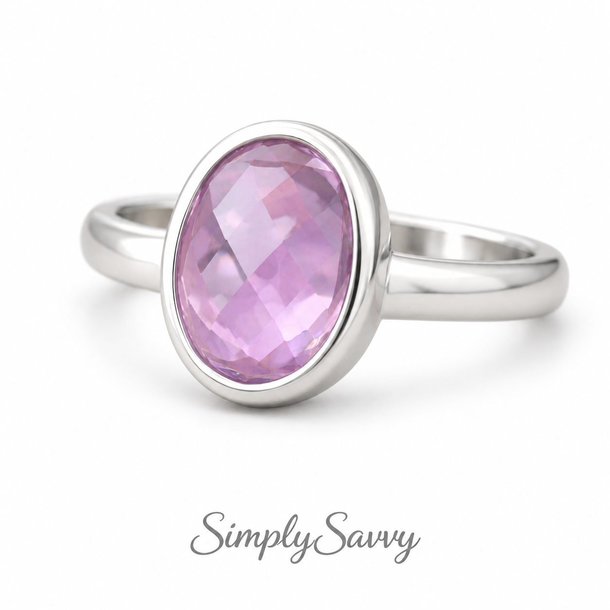Natural Amethyst Brazil Ring 925 Sterling Silver Size 7 – 8x10mm Faceted Gemstone