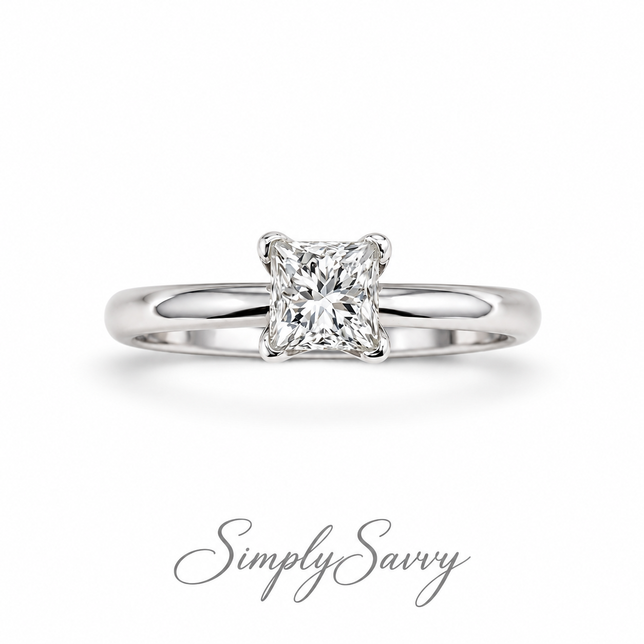 Certified 0.26 CTW Princess Cut Diamond Solitaire Ring | 14K White Gold