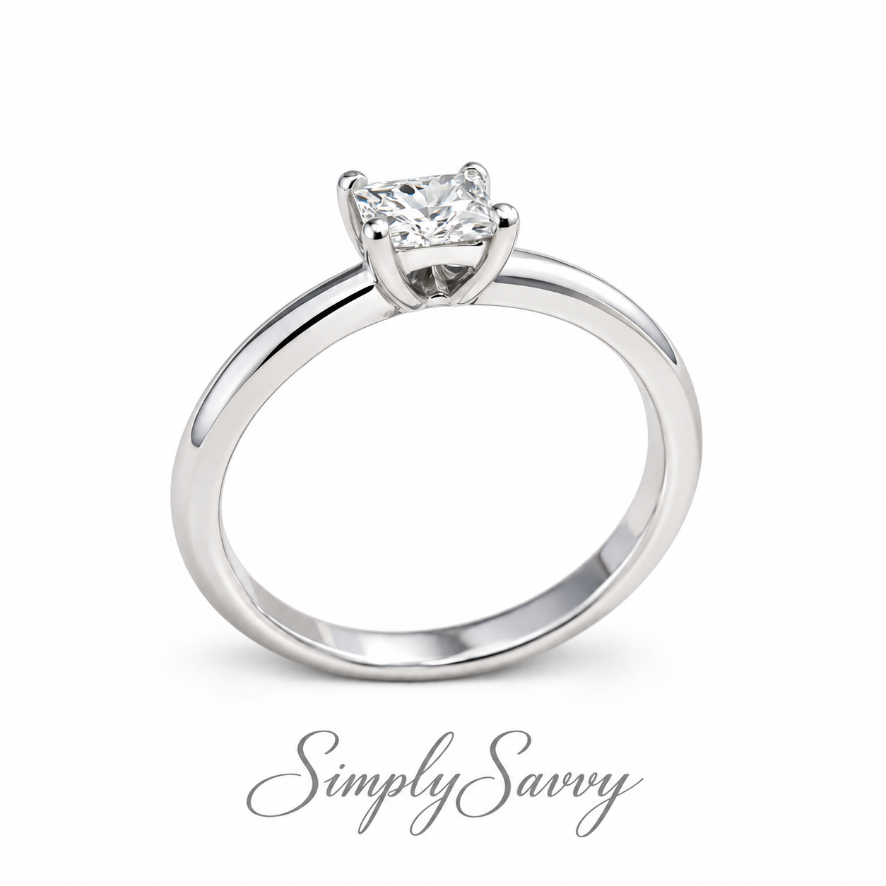 Certified 0.26 CTW Princess Cut Diamond Solitaire Ring | 14K White Gold