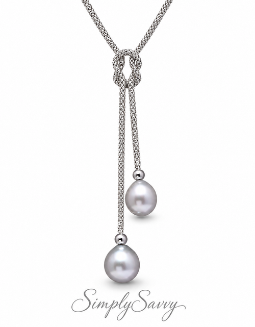 Load image into Gallery viewer, 925 Sterling Silver Tahitian Pearl Drop Necklace – 8x9mm
