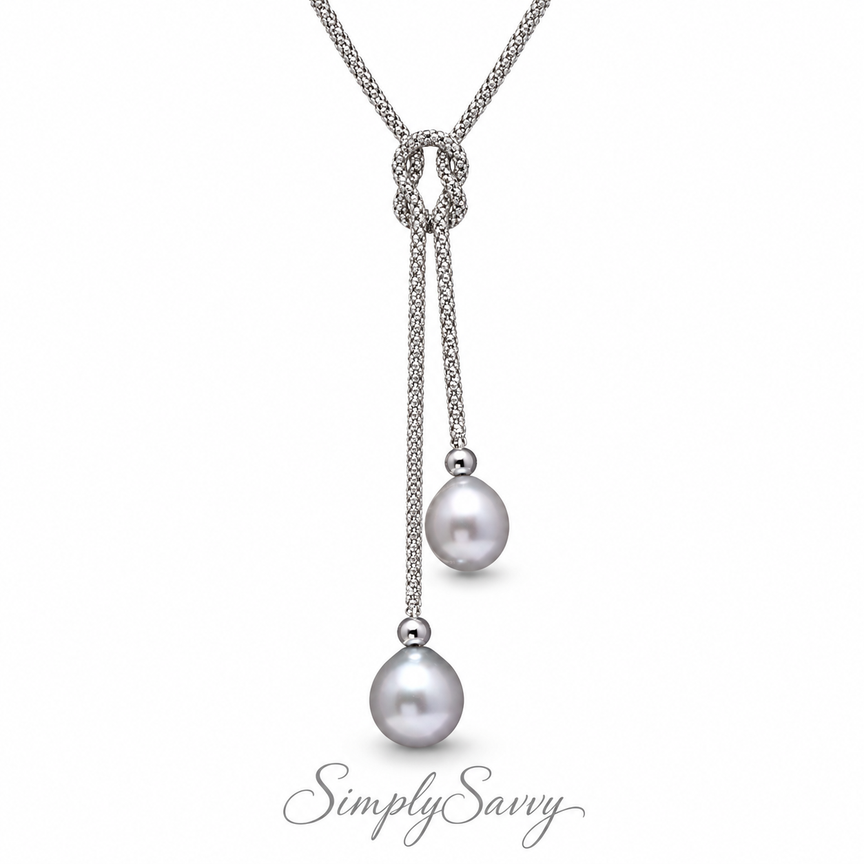 925 Sterling Silver Tahitian Pearl Drop Necklace – 8x9mm