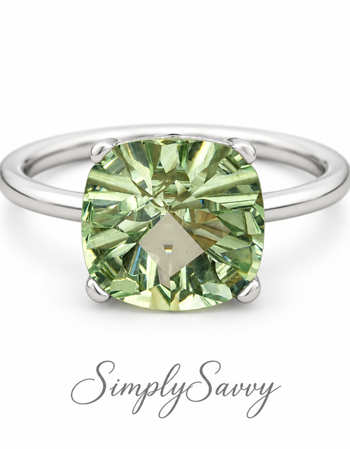 Load image into Gallery viewer, Green Sapphire Simulated Ring 925 Sterling Silver 12mm Size 7.5
