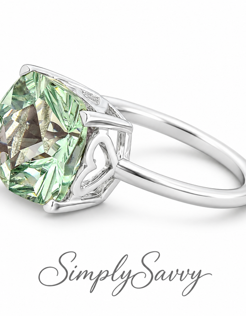 Load image into Gallery viewer, Green Sapphire Simulated Ring 925 Sterling Silver 12mm Size 7.5
