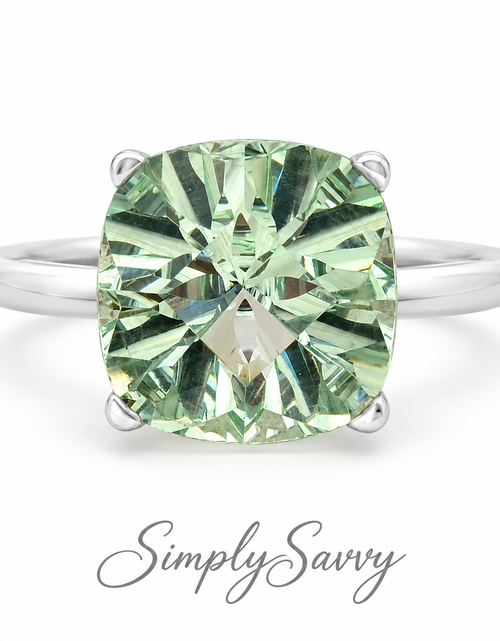 Load image into Gallery viewer, Green Sapphire Simulated Ring 925 Sterling Silver 12mm Size 7.5
