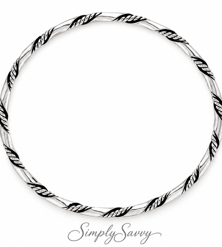 Sterling Silver Twisted Rope Bangle Bracelet 925 – 64mm Classic Stackable Silver Bracelet 3mm