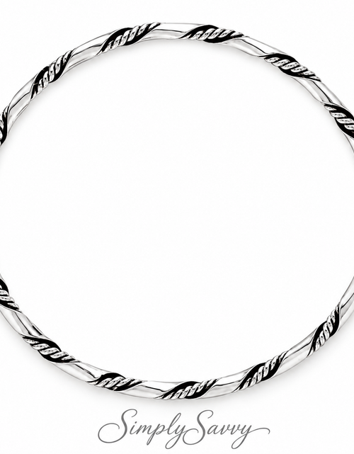 Load image into Gallery viewer, Sterling Silver Twisted Rope Bangle Bracelet 925 – 64mm Classic Stackable Silver Bracelet 3mm
