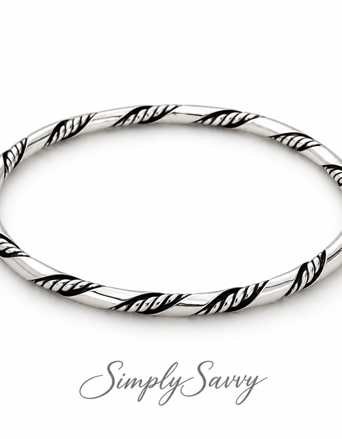 Load image into Gallery viewer, Sterling Silver Twisted Rope Bangle Bracelet 925 – 64mm Classic Stackable Silver Bracelet 3mm
