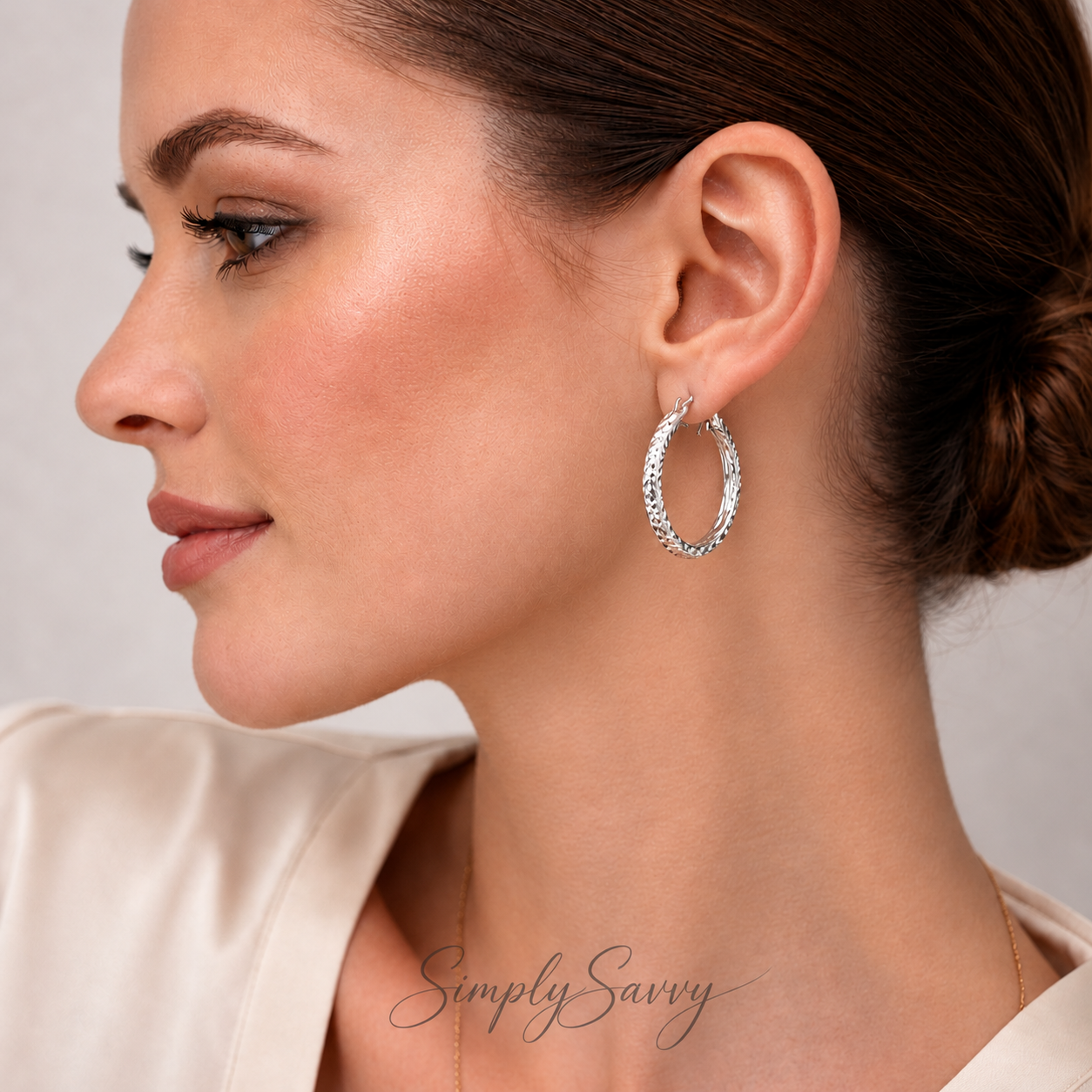 925 Sterling Silver Diamond-Cut Hoop Earrings – 36mm Classic Shine
