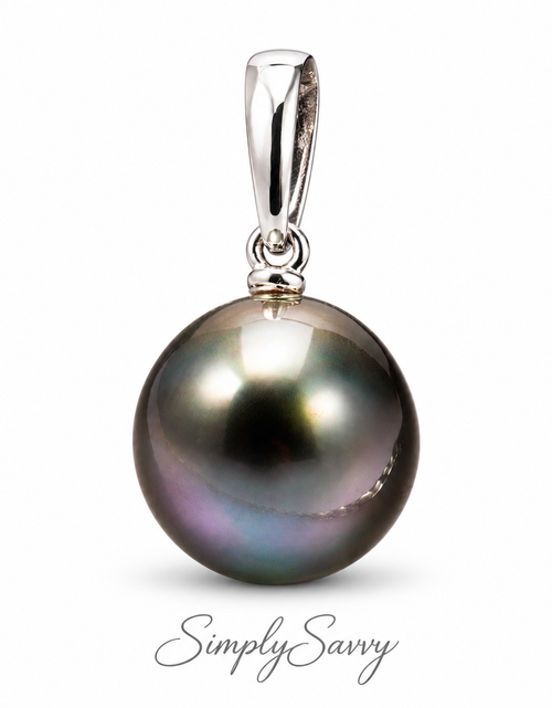 Load image into Gallery viewer, 11.5mm Peacock Tahitian Pearl Pendant Necklace – 14K White Gold | French Polynesia
