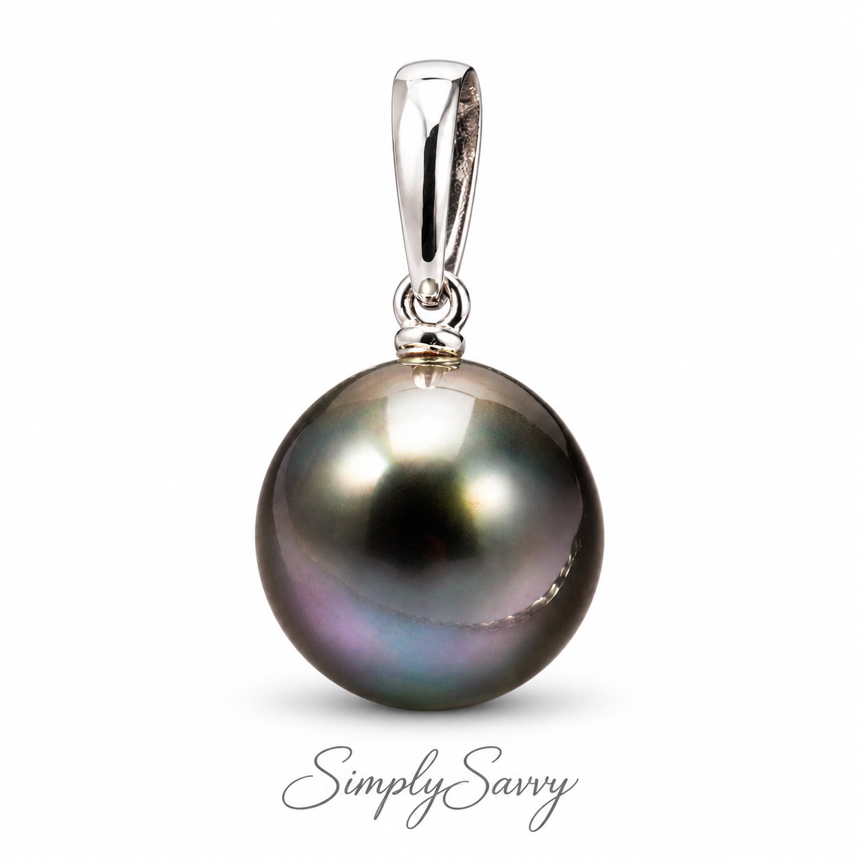 11.5mm Peacock Tahitian Pearl Pendant Necklace – 14K White Gold | French Polynesia