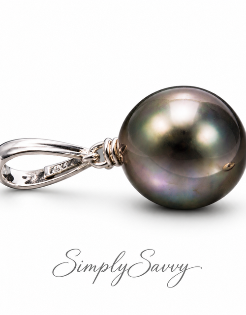 Load image into Gallery viewer, 11.5mm Peacock Tahitian Pearl Pendant Necklace – 14K White Gold | French Polynesia
