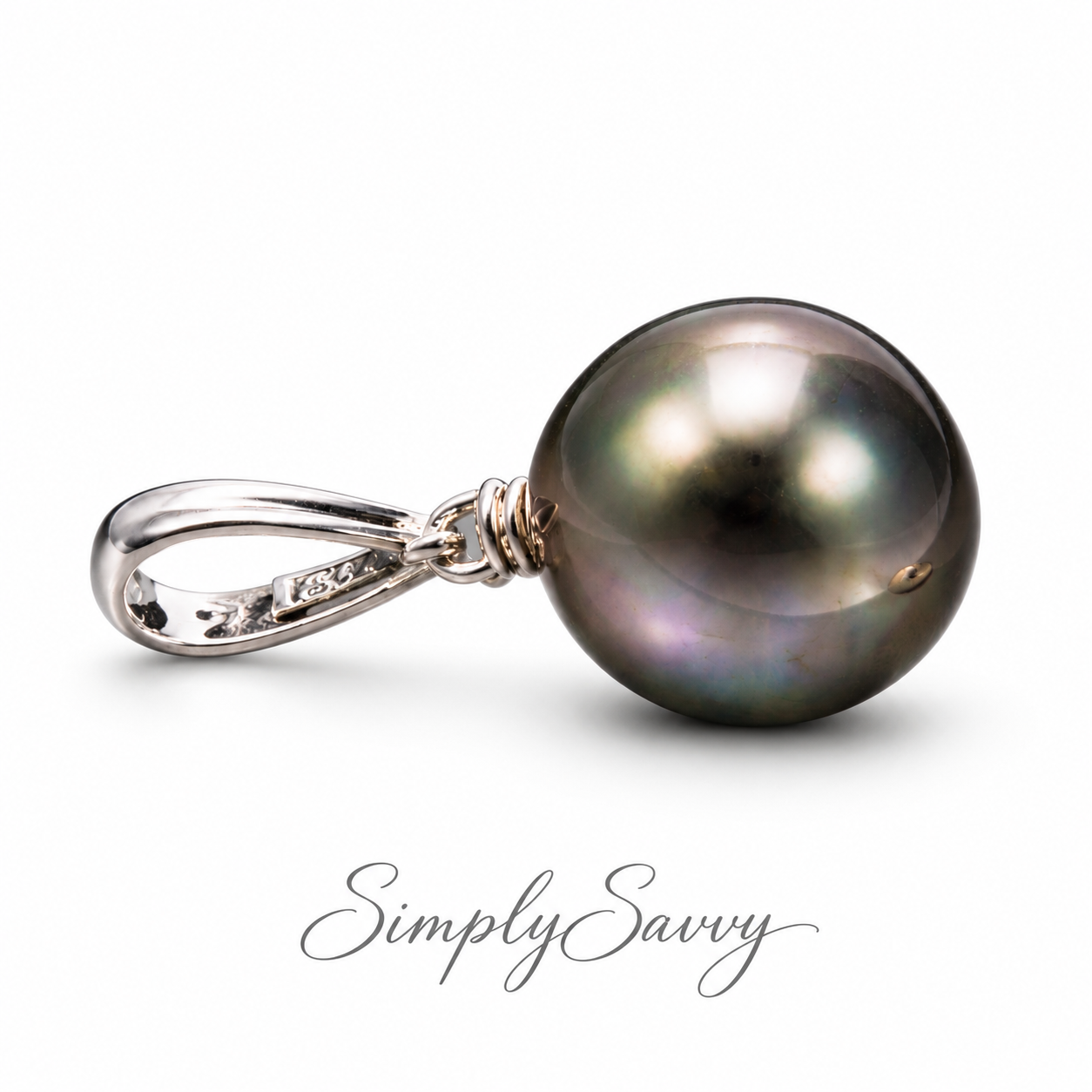 11.5mm Peacock Tahitian Pearl Pendant Necklace – 14K White Gold | French Polynesia