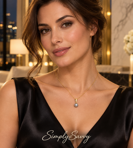 14K Yellow Gold Tahitian Pearl Pendant Necklace | 12–13mm Round Grey-Green Pearl | 45cm