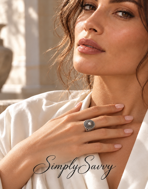 Load image into Gallery viewer, SImply Savvy Bali Mandala Statement Ring – Handcrafted Sterling Silver Artisan Ring
