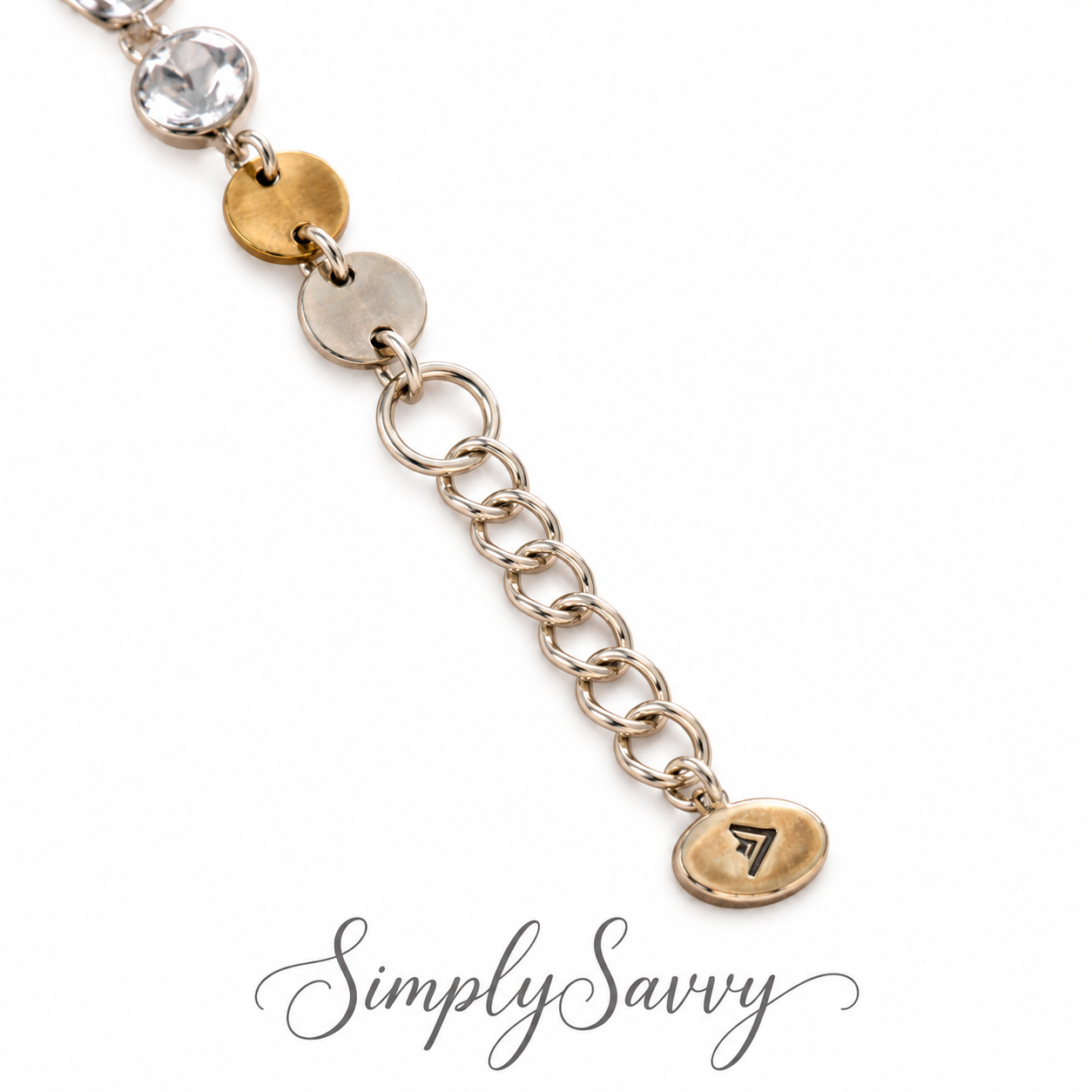 Pre-Owned Silpada Sterling Silver Hammered Disc Adjustable Bracelet with Crystal Accent – Retired Design