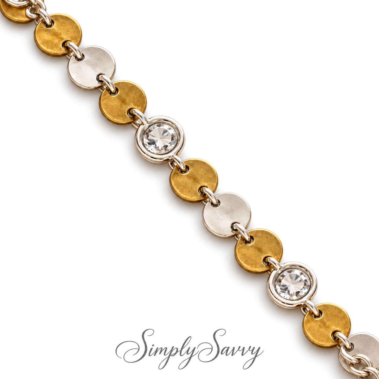 Pre-Owned Silpada Sterling Silver Hammered Disc Adjustable Bracelet with Crystal Accent – Retired Design
