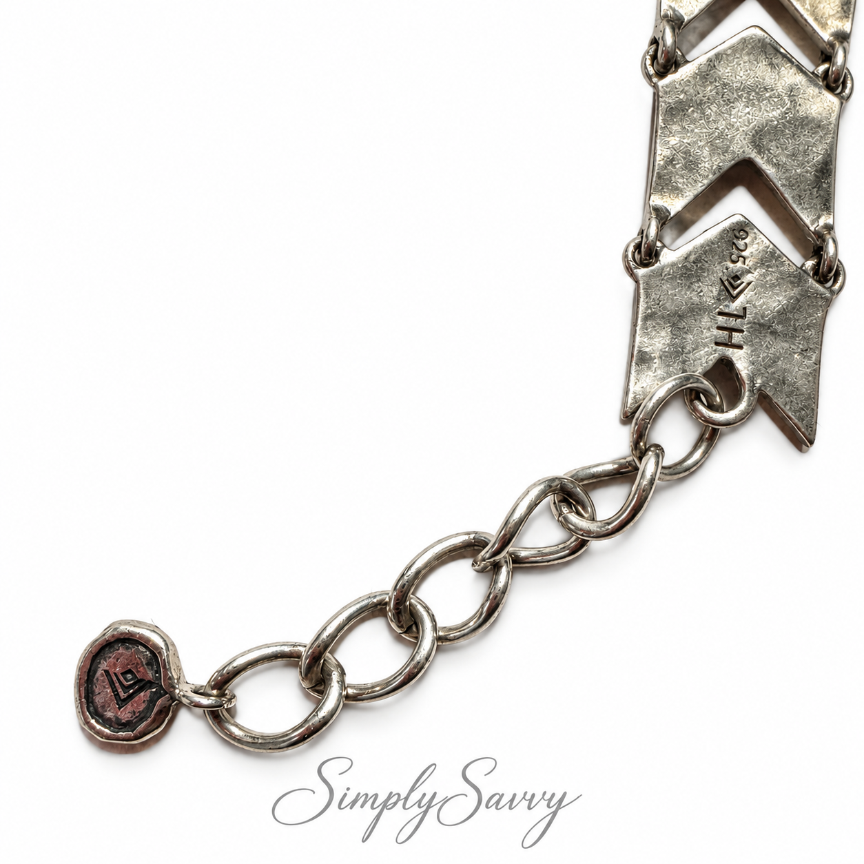 Pre-Owned Silpada Sterling Silver Hammered Chevron Link Bracelet – Retired Design