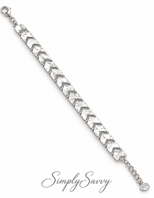 Load image into Gallery viewer, Pre-Owned Silpada Sterling Silver Hammered Chevron Link Bracelet – Retired Design
